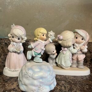 Precious Moments Pastel Winter Figurines - Pink, Cream & Mint